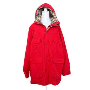 Vtg Lands End Coat Jacket Parka Winter Flannel Blanket Lined M Medium L Large
